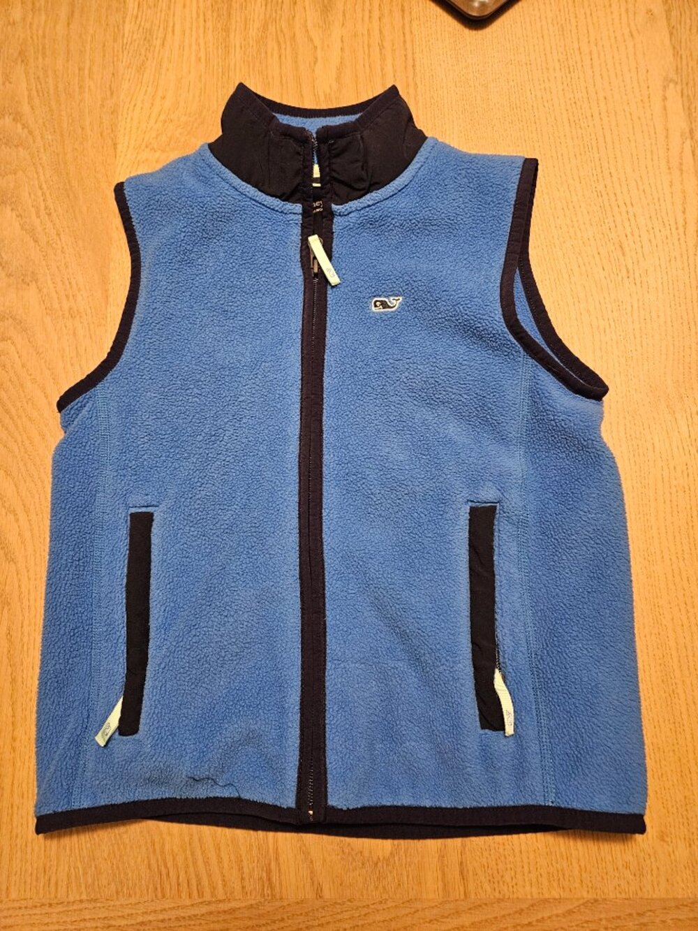 Vineyard Vines Fleece Vest Boys Girls Size 7 Blue Navy Whale Full Zip Kids